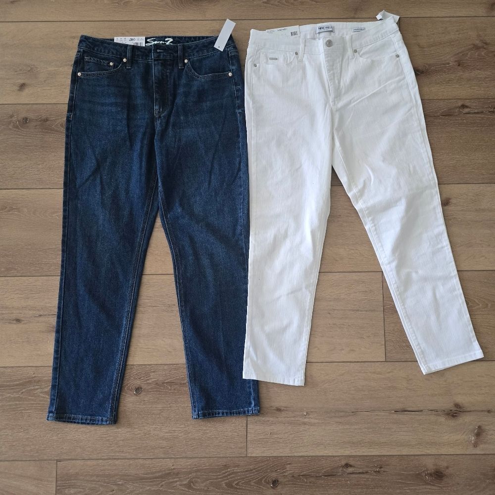 2 pair bundle seven7 slim straight jeans and nine west white Gramercy Cr…